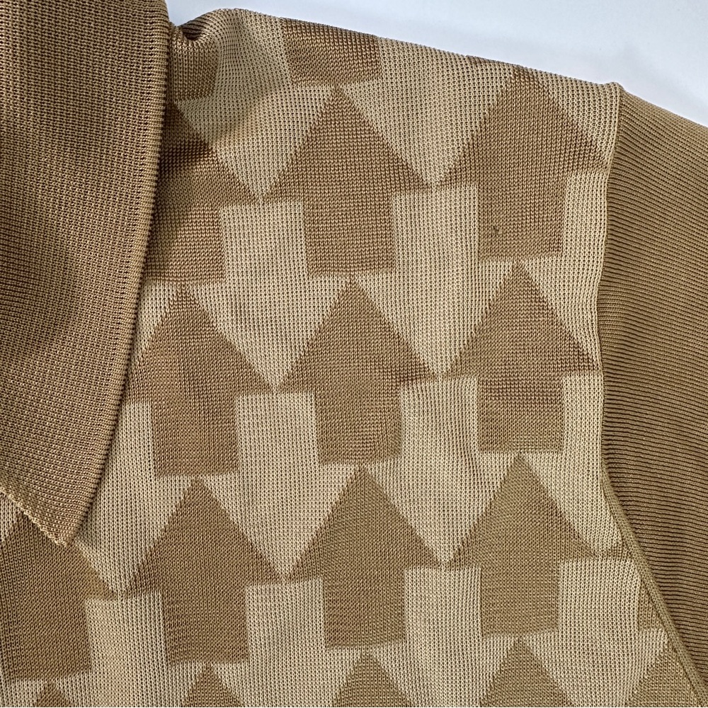Monagut Men’s Retro Style Geometric Arrows Polo Mustard Brown Yellow - Picture 7 of 10